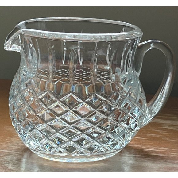 Faceted Squat Glass Juice 5" Serving Pitcher 3.5 Pounds Heavy Vintage - Picture 1 of 8